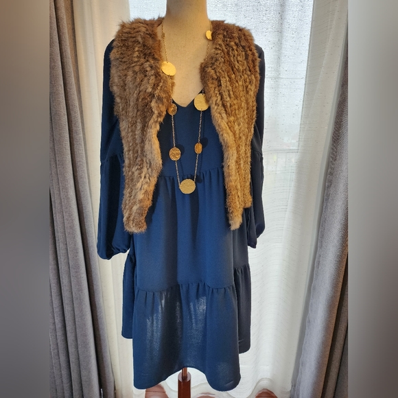 PINZIKO Long Sleeve Tunic Dress V Neck Casual Loose Flowy Swing Shift Dress M/L - Picture 6 of 14